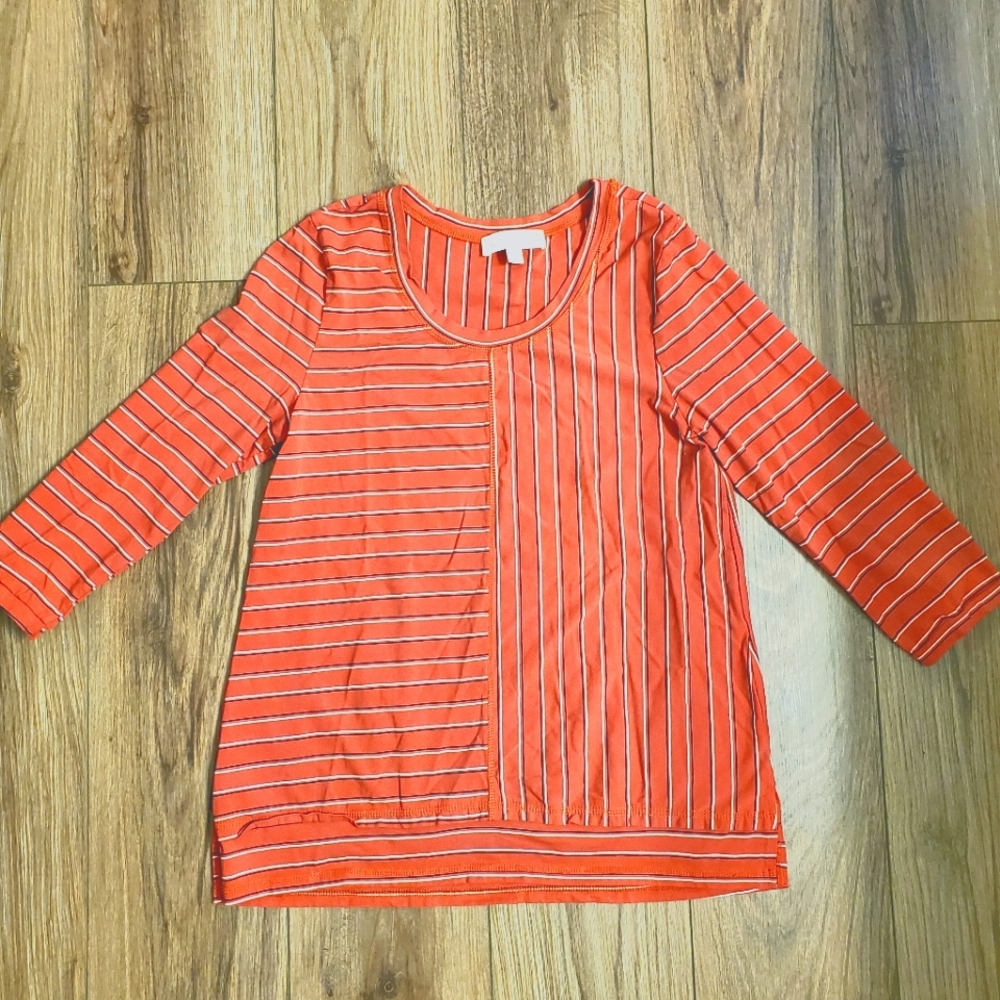 Suzanne Betro Cooper Orange Stitched top size Small